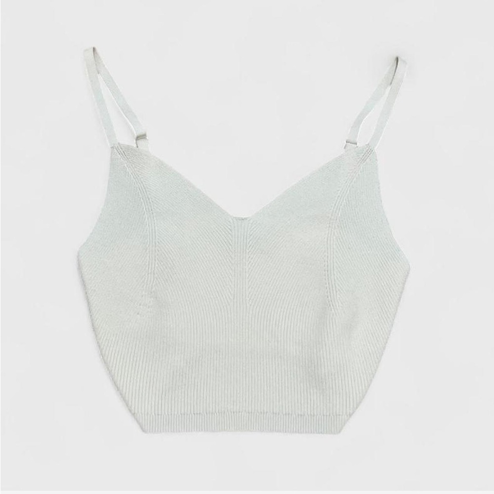 Aritzia (Wilfred) Light Birch (Cream) Knit Crop Tank Top